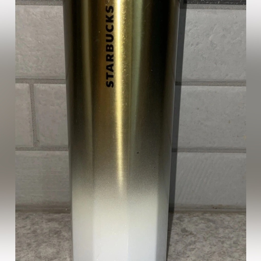 Starbucks Insulated Tumbler 2020 Gold White Ombre Double Wall Hot/Cold Cup 16 oz